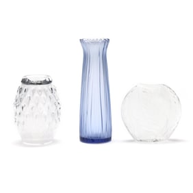 Three Lalique Crystal Flower Vases