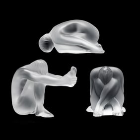 Three Lalique Crystal Nude Figures