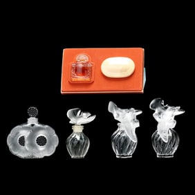 Collection of Lalique Crystal Perfume Bottles