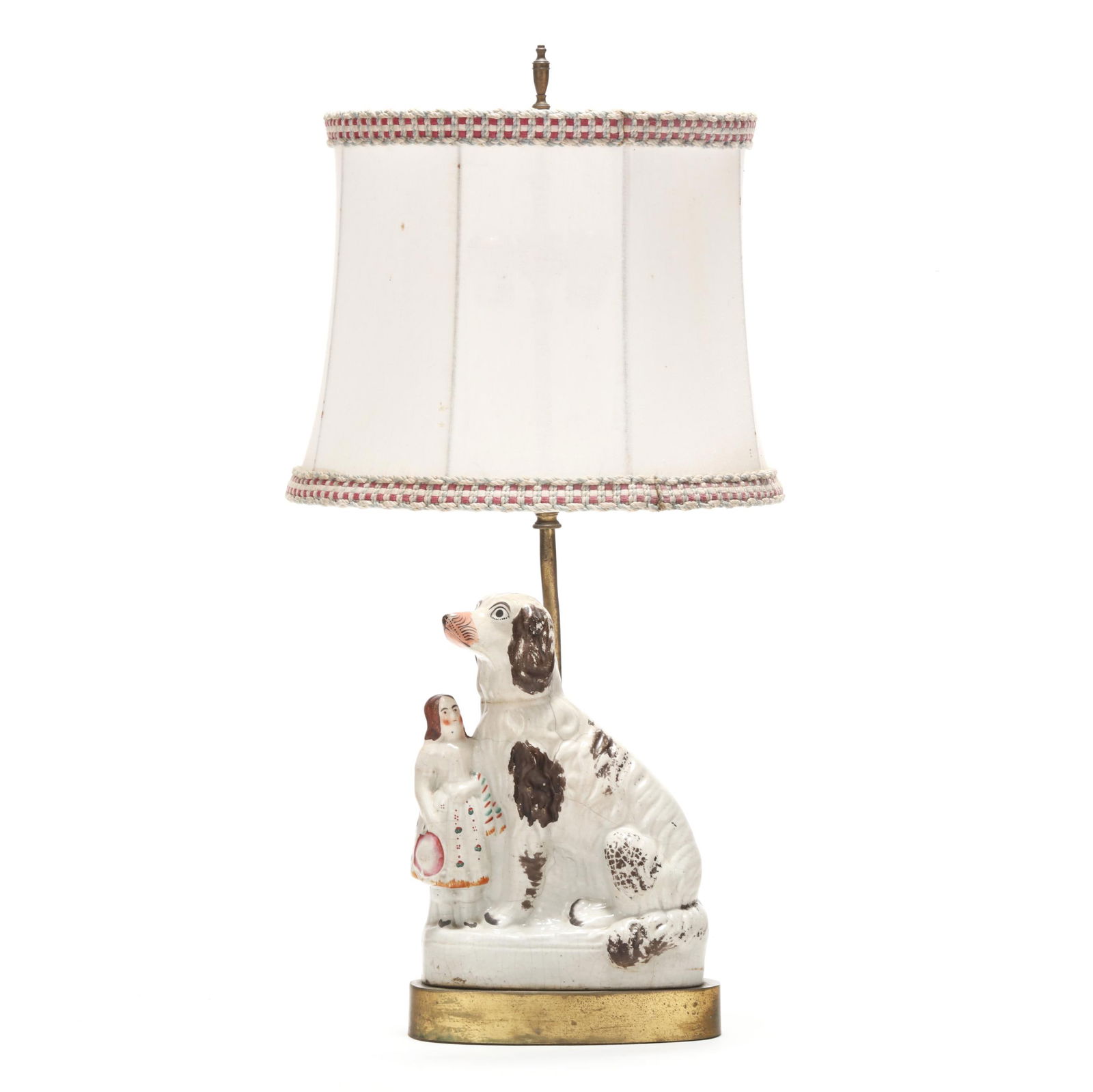 Staffordshire Table Lamp with Girl and Large Spaniel (1 of 7)