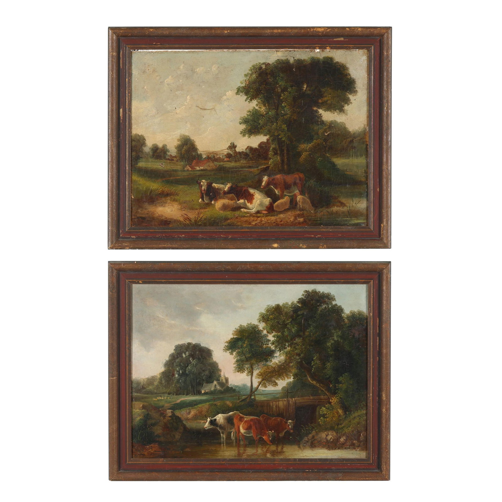 Pair of English School (19th Century), Pastoral Scenes with Cows (1 of 10)