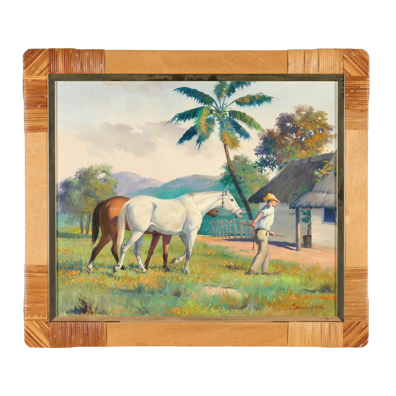 Eulalio Garcia Mata (Cuban, 1910-1985), Tending to the Horses (1 of 5)