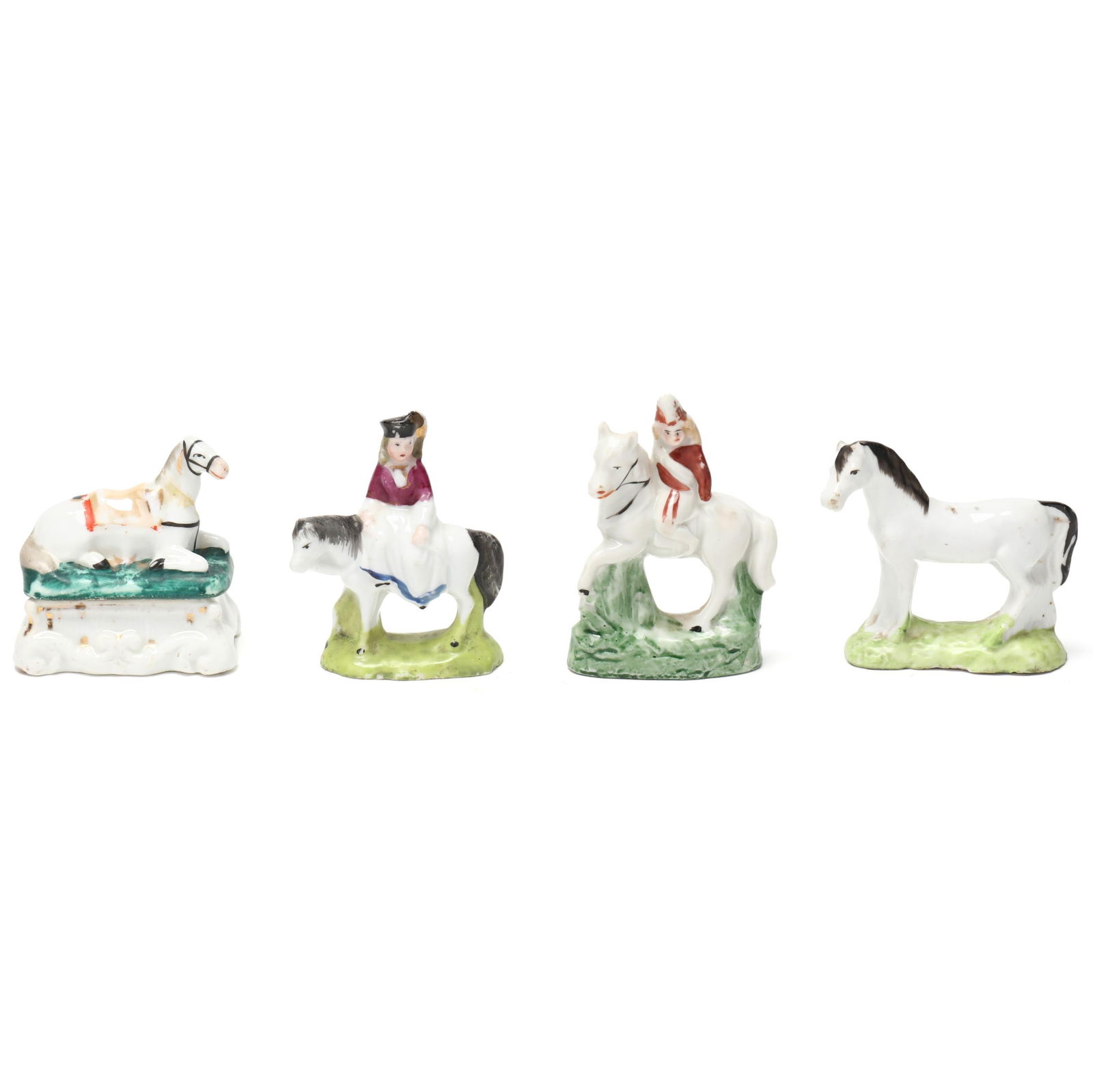 Four Miniature Porcelain Figures and Horses (1 of 9)