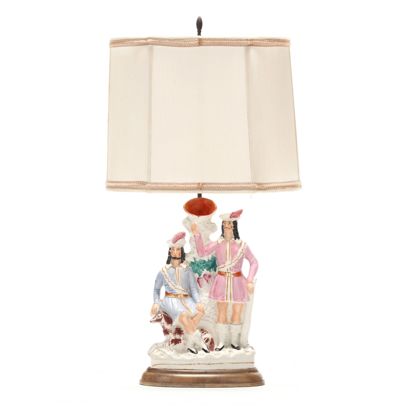 Staffordshire Group Table Lamp with Robin Hood and Little John (1 of 7)