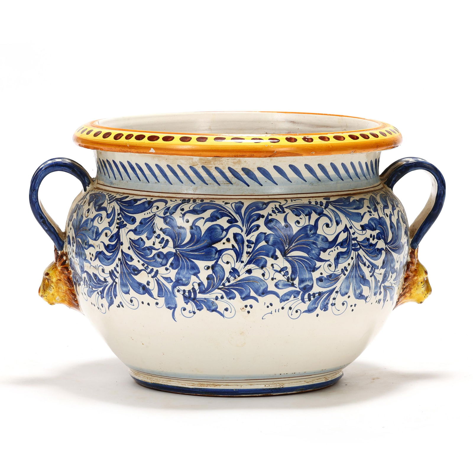 Large Dual Handled Italian Faience Jardiniere (1 of 6)