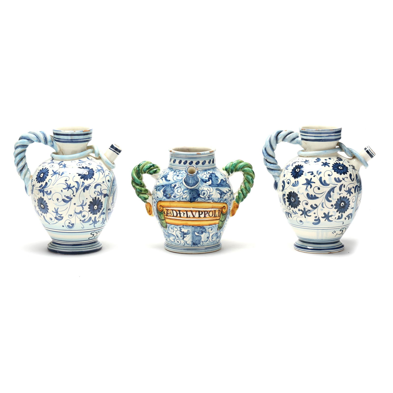 Three Vintage Italian Faience Apothecary Pitchers (1 of 5)