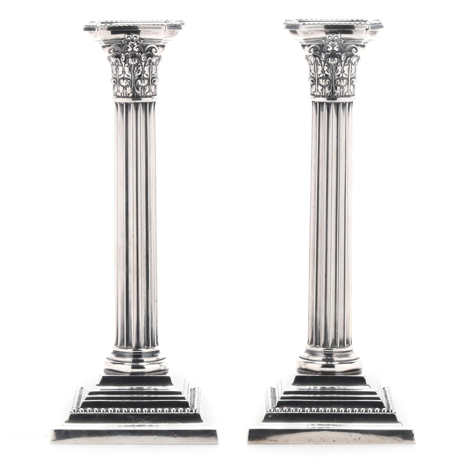 Pair of Gorham Sterling Silver Corinthian Candlesticks