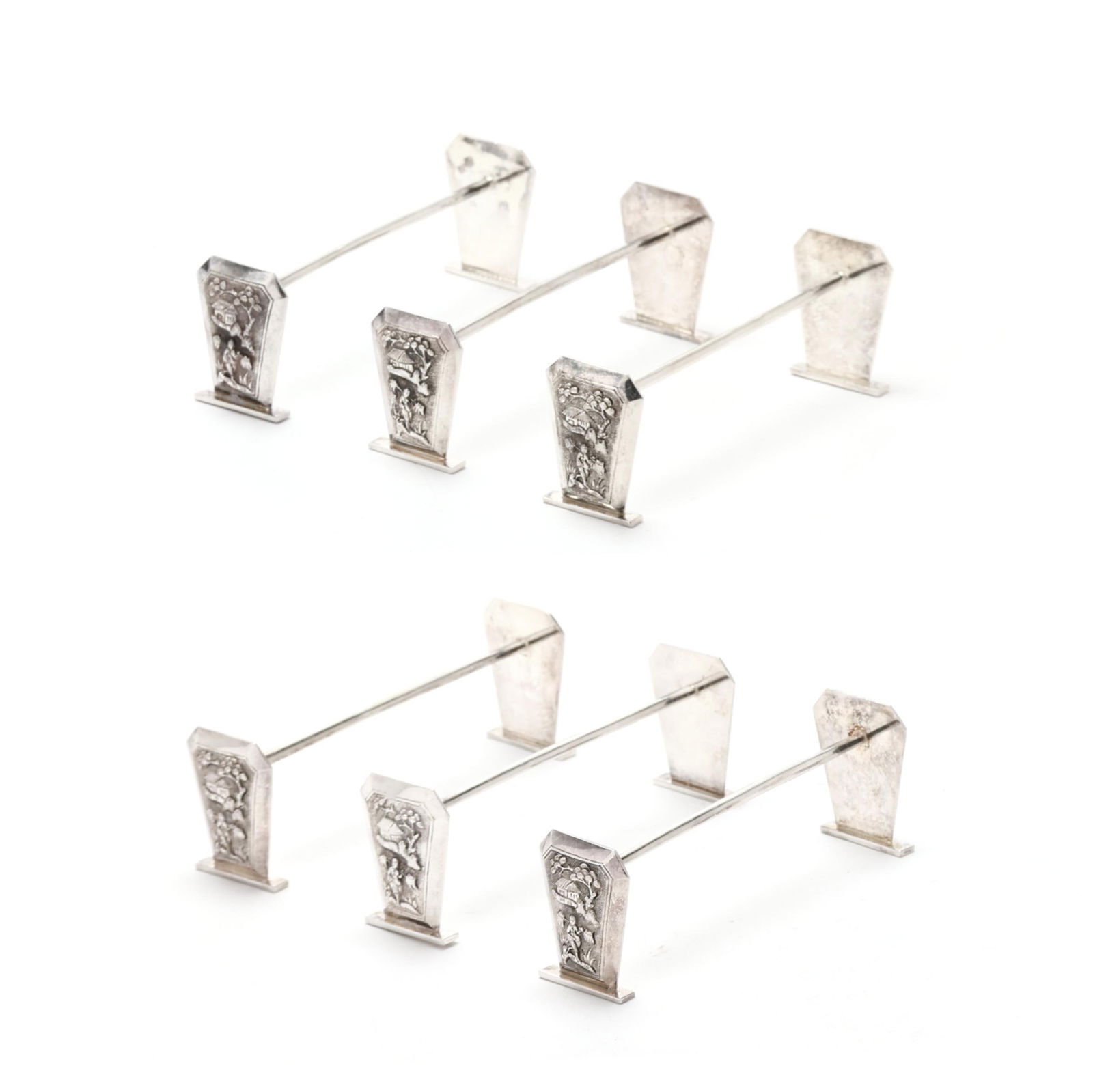 Set of Six Russian Silver Knife Rests for the Vietnamese Market