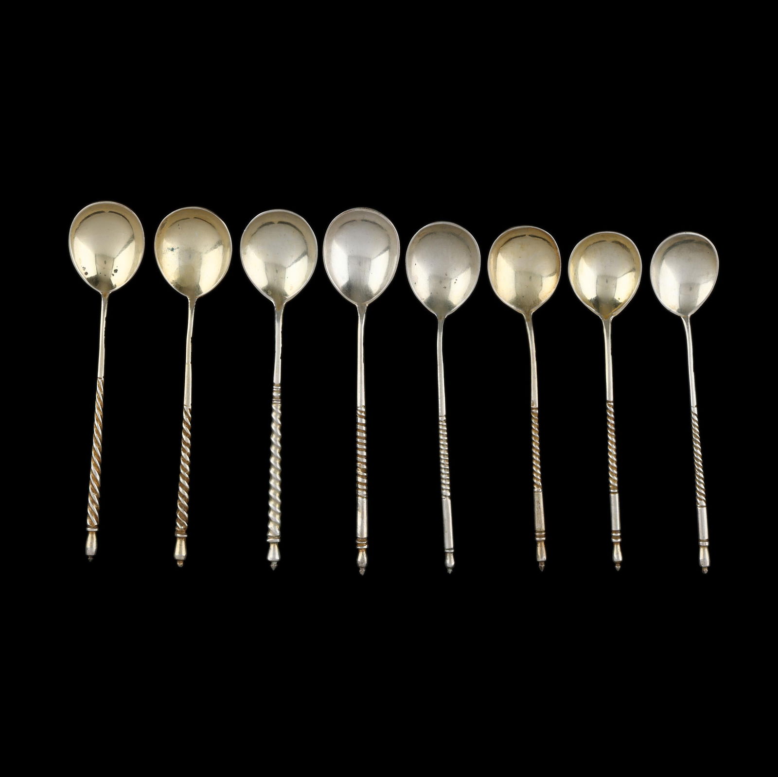 Assortment of Eight Russian Silver Twisted Handle Spoons (1 of 5)