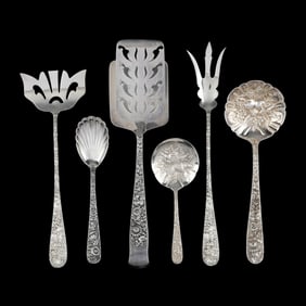 Six Kirk  Repousse  Sterling Silver Flatware Servers