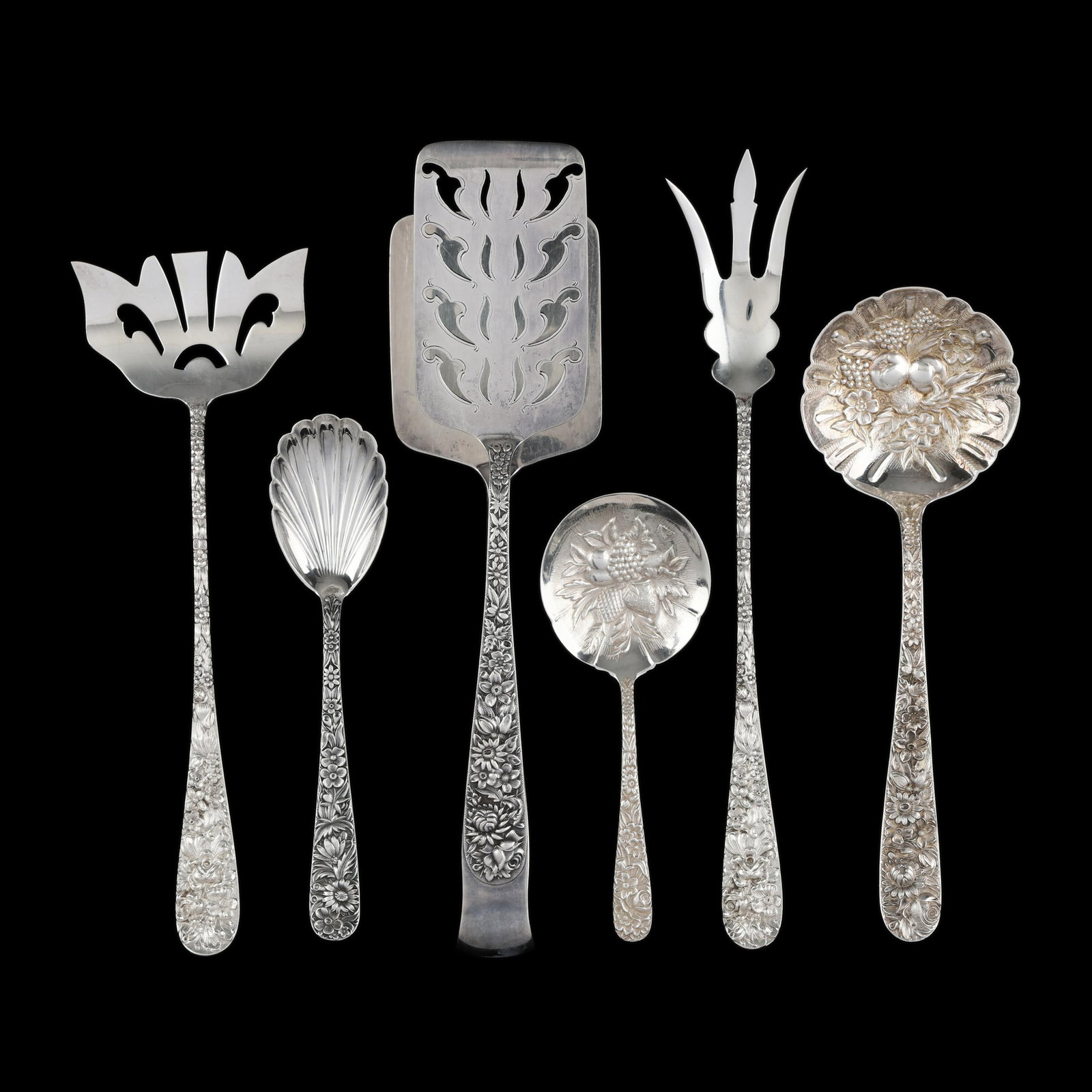 Six Kirk  Repousse  Sterling Silver Flatware Servers (1 of 5)