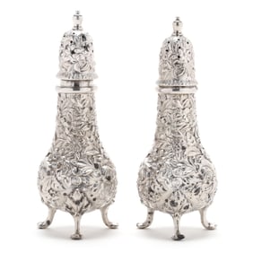 Pair of S. Kirk & Son  Repousse  Sterling Silver Salt & Pepper Shakers