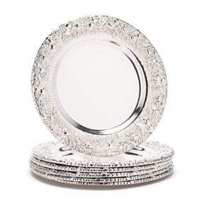 Set of Six Sterling Silver Bread Plates