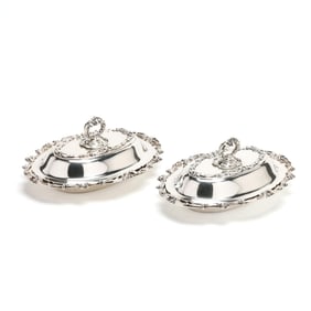 Pair of Whiting Sterling Silver Covered Serving Dishes