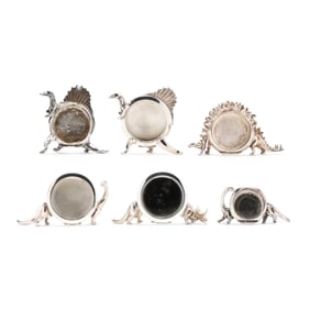 Six Sterling Silver Dinosaur Picture Frames