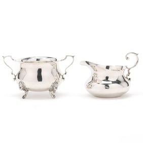 Poole Sterling Silver Creamer and Sugar Bowl