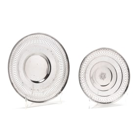 Two Sterling Silver Reticulated Cake Plates