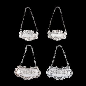 Group of Sterling Silver Spirit Bottle Tages