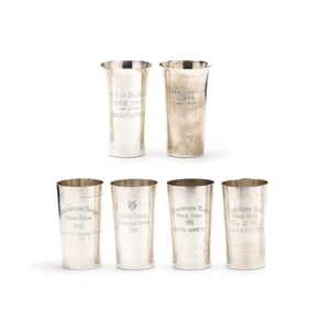 Six Sterling Silver Horse Trophy Tumblers