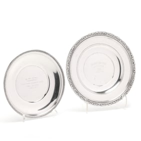 Two Sterling Silver Golf Trophy Plates