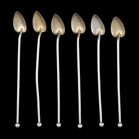 Set of Six Sterling Silver Stirring Straws
