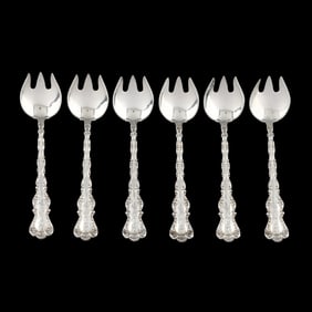 Set of Six Sterling Silver Ice Cream Forks