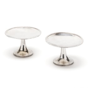 Pair of Chinese Export Silver Compotes
