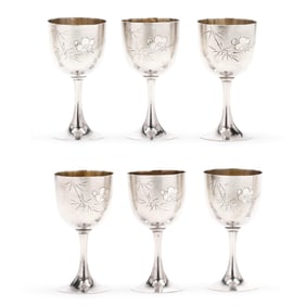 Cased Set of Six Japanese Silver Cordials