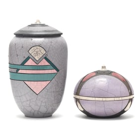 Andy Smith (NC), Two Lidded Raku Pottery Vessels