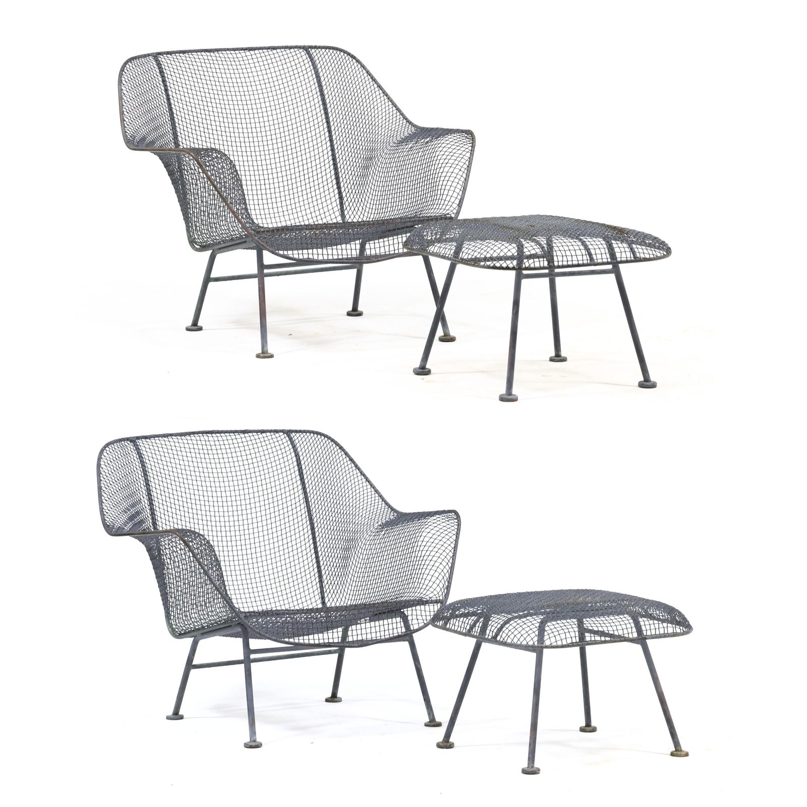 Russell Woodard (American, 1910-1969), Pair of  Sculptura  Outdoor Lounge Chairs and Ottomans (1 of 9)