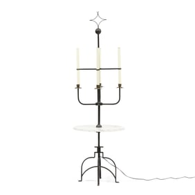 Attributed Tommi Parzinger (American, 1903-1981), Iron and Marble Floor Lamp