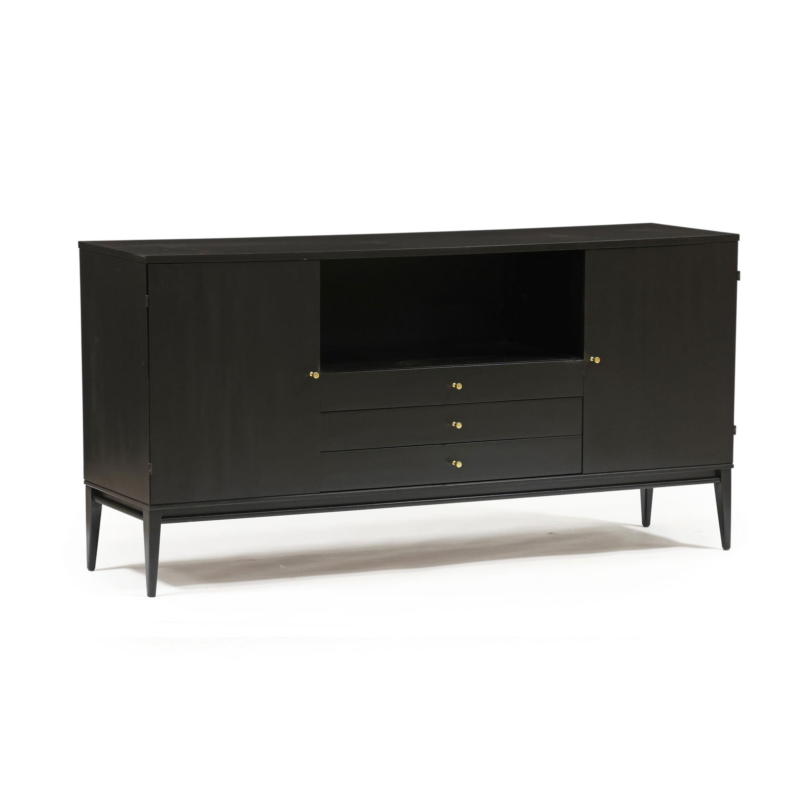 Paul McCobb (American, 1917-1969), Planner Group Credenza: Paul McCobb (American, 1917-1969), Planner Group Credenzacirca 1950, maple with later black lacquer, two hinged cabinet doors, open compartment over three drawers, tapered legs, unmarked (but with sha
