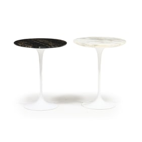 Eero Saarinen (Finish-American, 1910-1961), Two Marble Top Tulip Side Tables