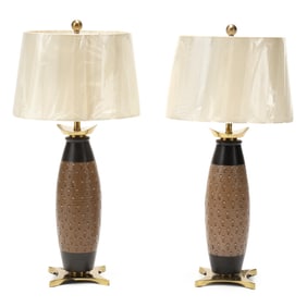 Stiffel, Pair of Mid-Century Pottery Table Lamps