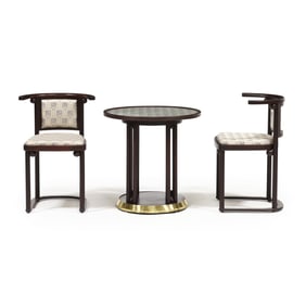 Josef Hoffman (Austrian, 1870-1956), Fledermaus Group Cafe Table and Chairs