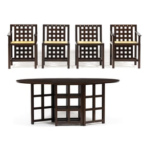 Charles Rennie Mackintosh (Scottish, 1868-1928), Drop Leaf Dining Table and Four Chairs