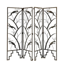 Manner of Wilhelm Hunt Diederich (German-American, 1884-1953), Art Deco Iron Floor Screen