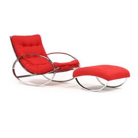 Renato Zevi (Italian, 1921-1999), Ellipse Chrome Rocking Chair and Ottoman