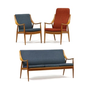 Peter Hvidt (Danish, 1916-1986), Settee and Two Chairs
