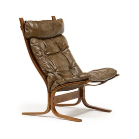 Ingmar Relling (Norwegian, 1920-2002), Tall Leather Lounge Chair