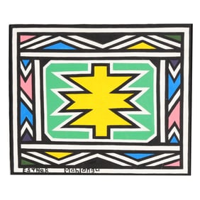 Dr. Esther Mahlangu (South African, b. 1935), Ndebele Abstract