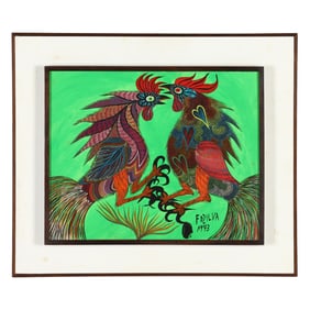 Francisco Domingos "Chico" Da Silva (Brazilian, 1910-1985), Two Roosters