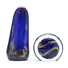 Rollin Karg (American, b. 1944), Two Art Glass Sculptures