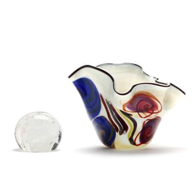 Rollin Karg (American, b. 1944), Art Glass Bowl and Orb