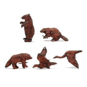 Joe Walters (American, b. 1952), Five Animals Wall Installation