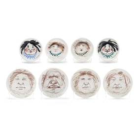 Susan Smyly (American, 1940-2009), Eight Ceramic Pieces with Portraits