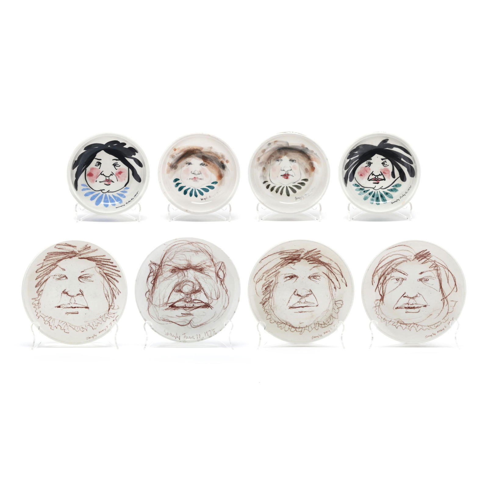 Susan Smyly (American, 1940-2009), Eight Ceramic Pieces with Portraits (1 of 15)