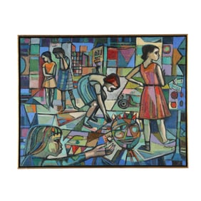 Irving Amen (American, 1918-2011), Children at Play in the City