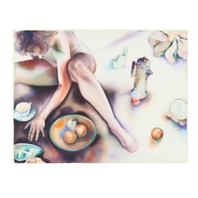 Dennis Zaborowski (American, 1943-2022), Figure with Clock & Oranges