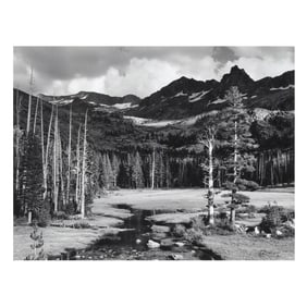 Ansel Adams (American, 1902-1984),  Peaks and Meadow, Lyell Fork of the Merced River, Yosemite